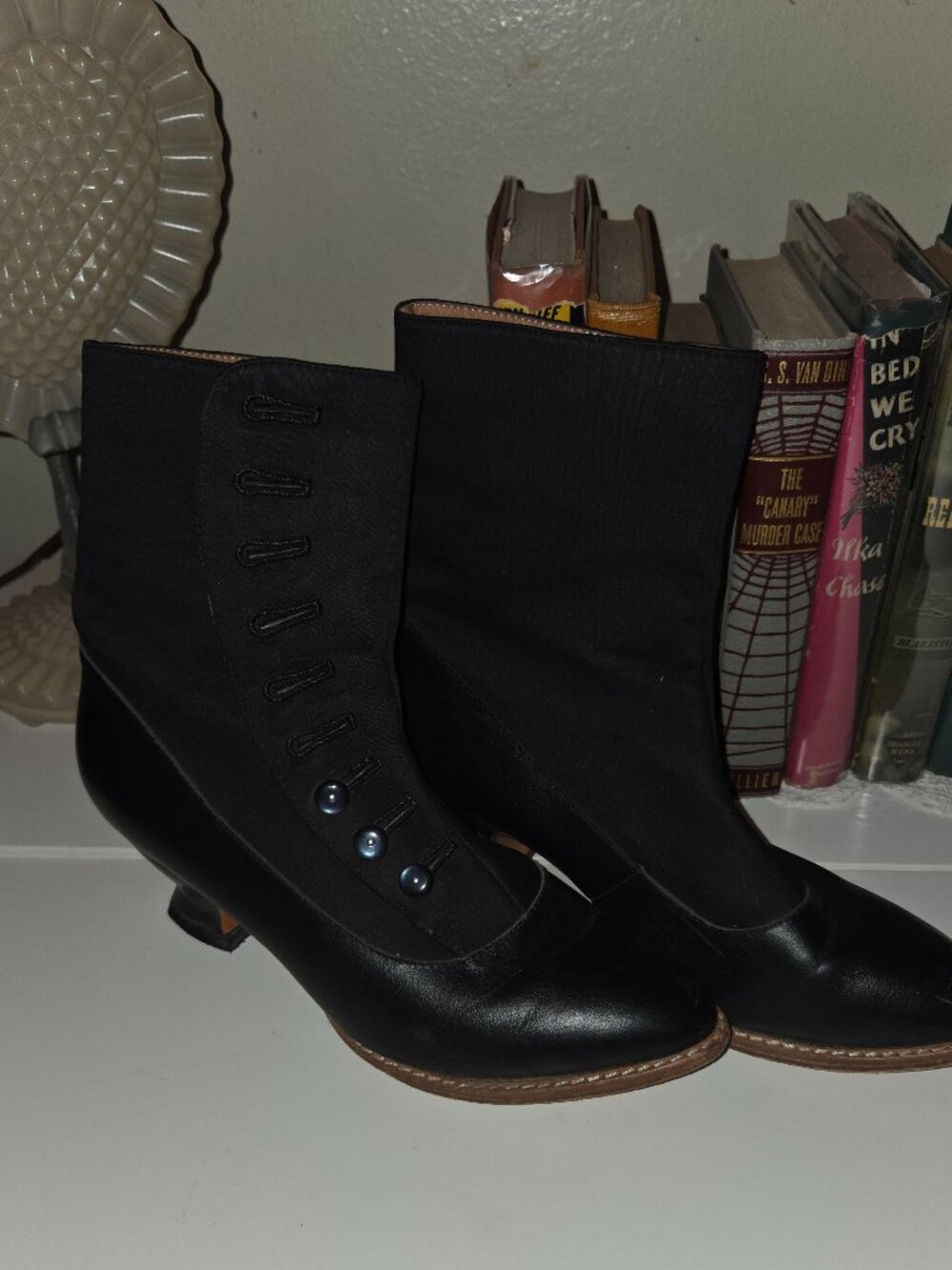 Manhattan Victorian Cloth-Top Button Boots by American Duchess